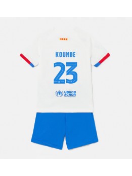 Otroški Nogometna dresi replika Barcelona Jules Kounde #23 Gostujoči 2023-24 Kratek rokav (+ hlače)